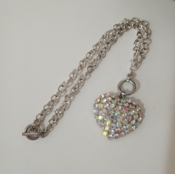 Unbranded Jewelry - Y2K Chunky Chain And Rhinestone Heart Necklace